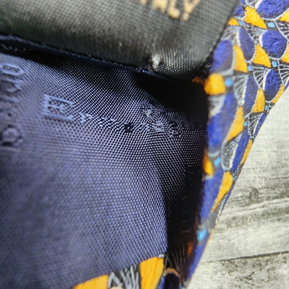 Ermenegildo Zegna Exclusive Design Tie Blue Gold Geometric Silk Necktie‎ Italy - Picture 12 of 12